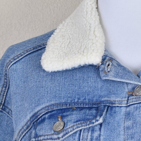PacSun Sherpa Collar Cropped Trucker Jacket XS - Picture 7 of 8